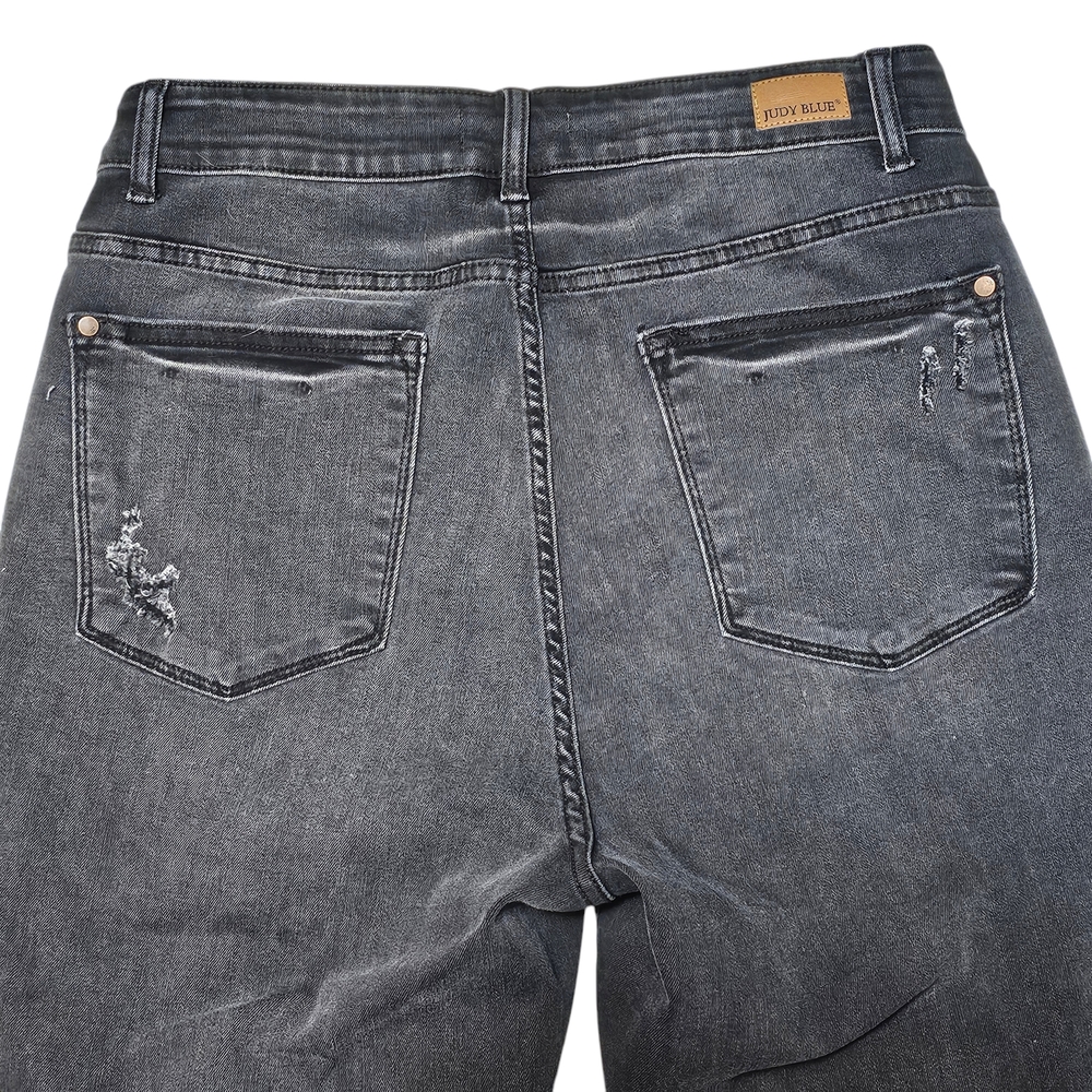 Judy Blue Jeans Emma High Rise Skinny Fit Capris 16W Destroyed Black - Picture 8 of 14